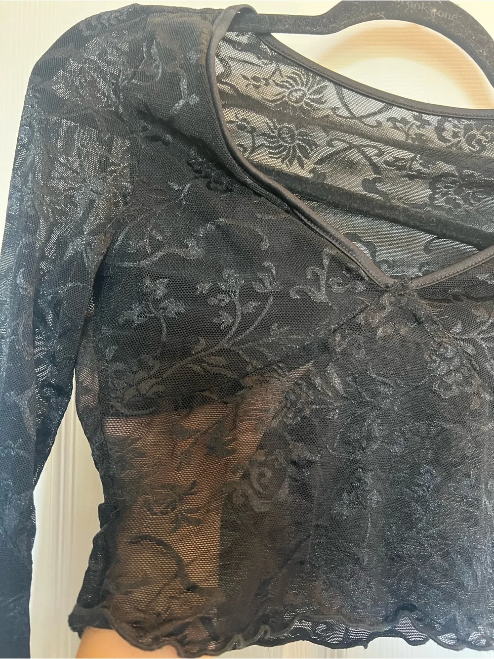 Black Lace Bell Sleeve Top